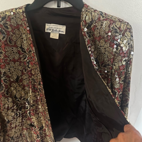 VINTAGE Gold Sequined Jacket Size 9/10 BY Shuet Young for HW Collections - Picture 3 of 4